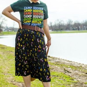 Zara Black Floral Midi Skirt / S